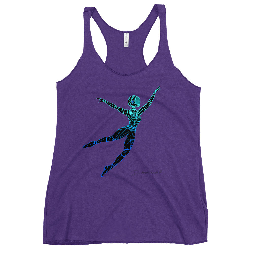Afrobotica Leap Blue Women's Racerback Tank