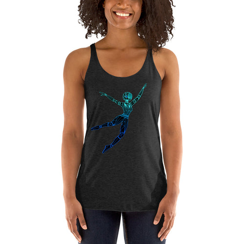 Afrobotica Leap Blue Women's Racerback Tank