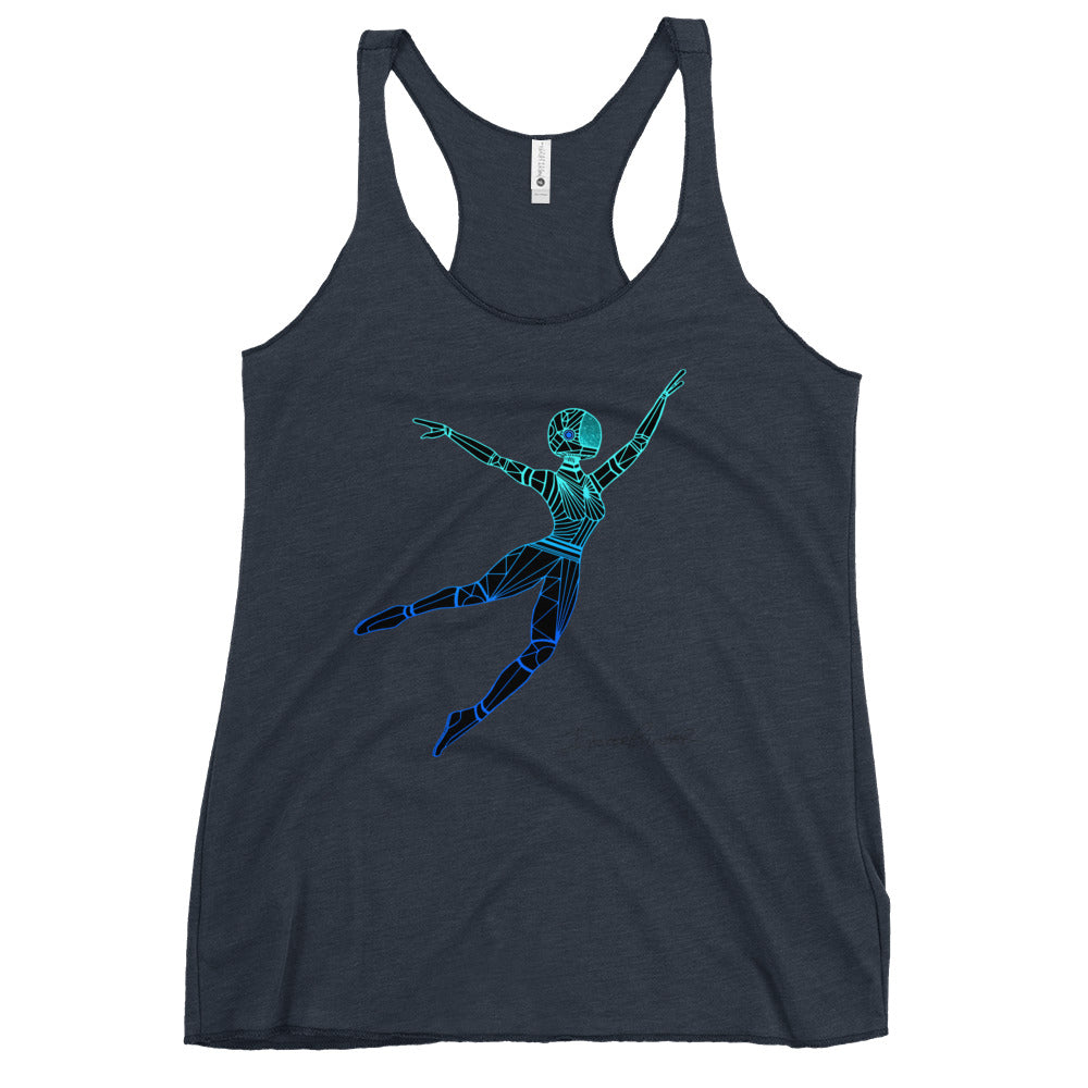 Afrobotica Leap Blue Women's Racerback Tank