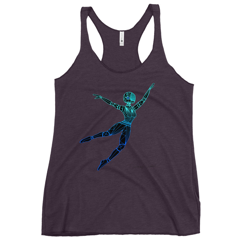 Afrobotica Leap Blue Women's Racerback Tank