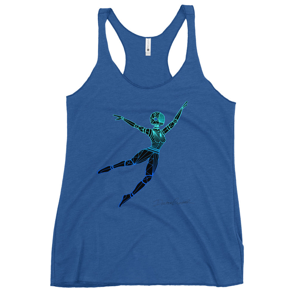 Afrobotica Leap Blue Women's Racerback Tank