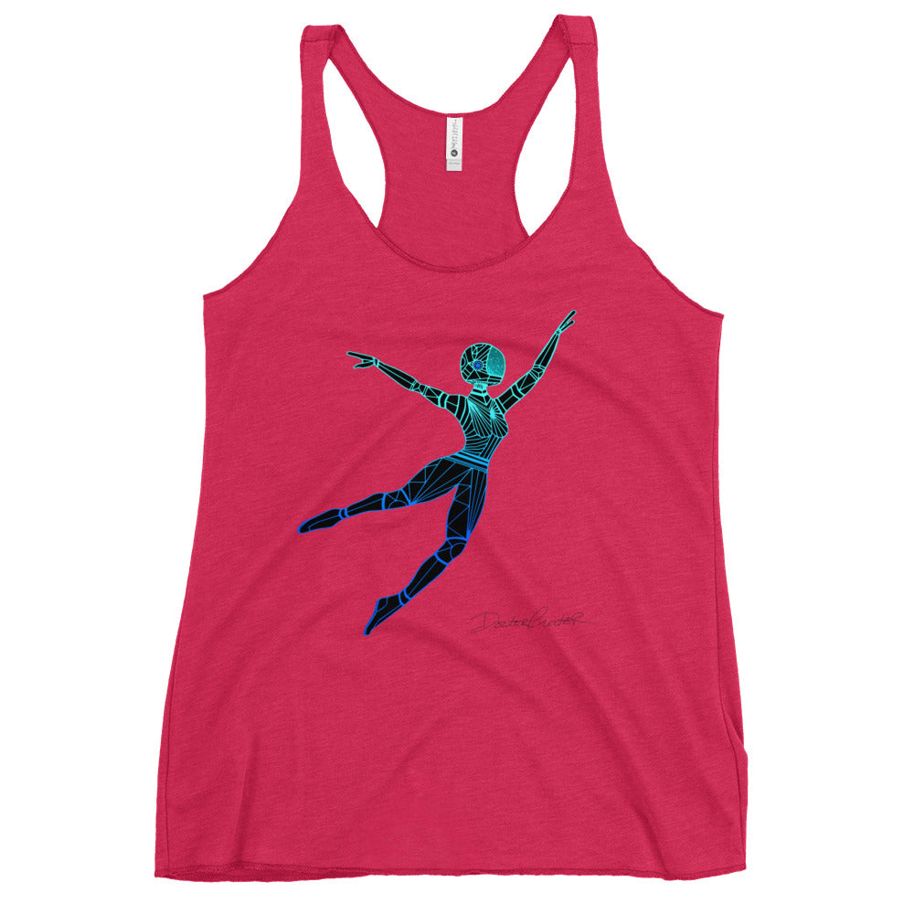 Afrobotica Leap Blue Women's Racerback Tank