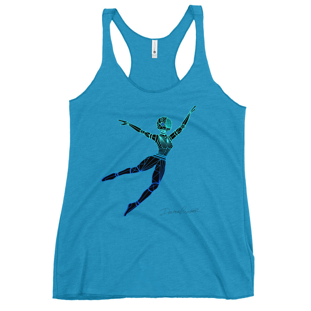 Afrobotica Leap Blue Women's Racerback Tank