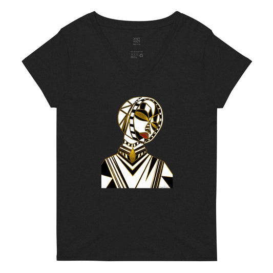 Afrobotica Melancholy Gold Women’s recycled v-neck t-shirt