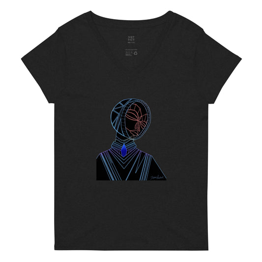 Afrobotica Melancholy Blue Women’s recycled v-neck t-shirt