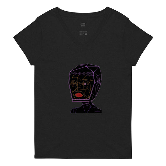 Afrobotica Bella Neon Women’s recycled v-neck t-shirt