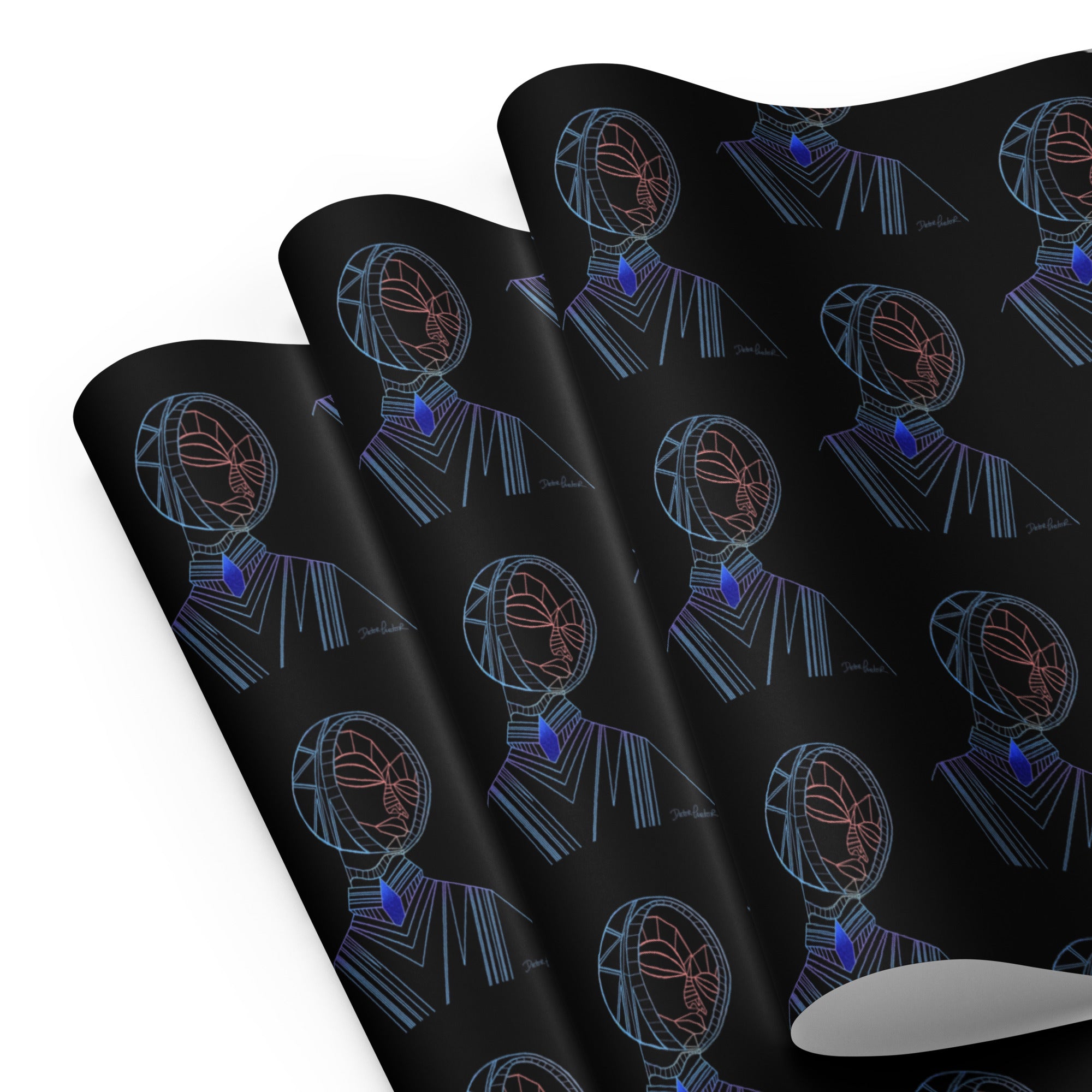 Afrobotica Melancholy Blue Wrapping paper sheets