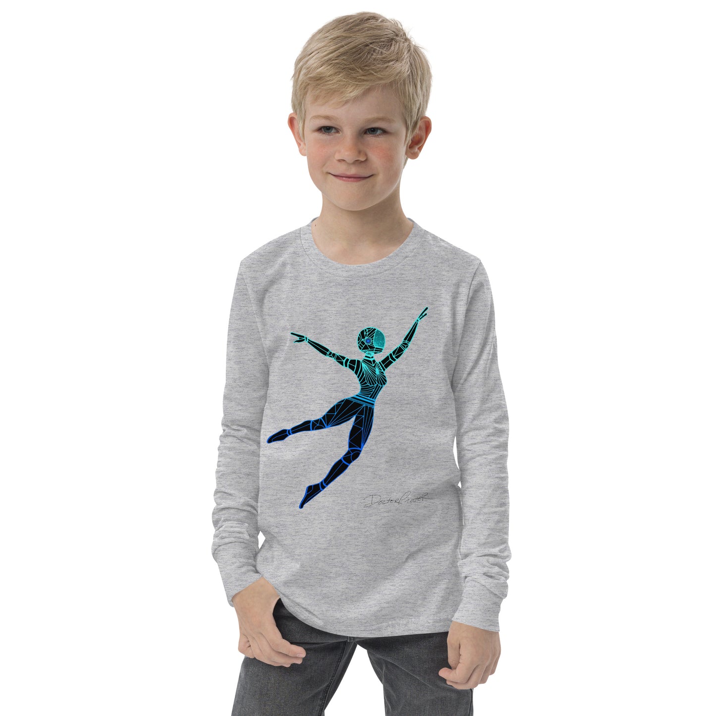 Afrobotica Leap Blue Youth long sleeve tee