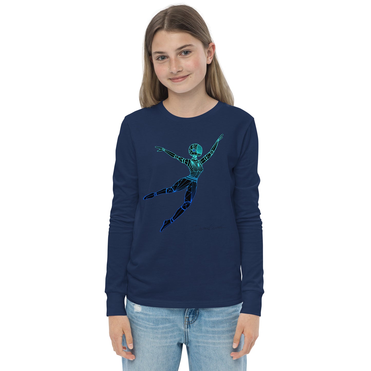 Afrobotica Leap Blue Youth long sleeve tee