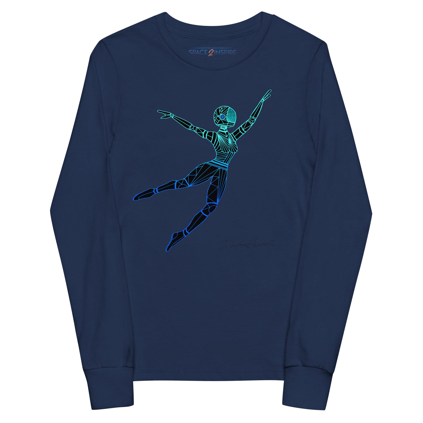 Afrobotica Leap Blue Youth long sleeve tee